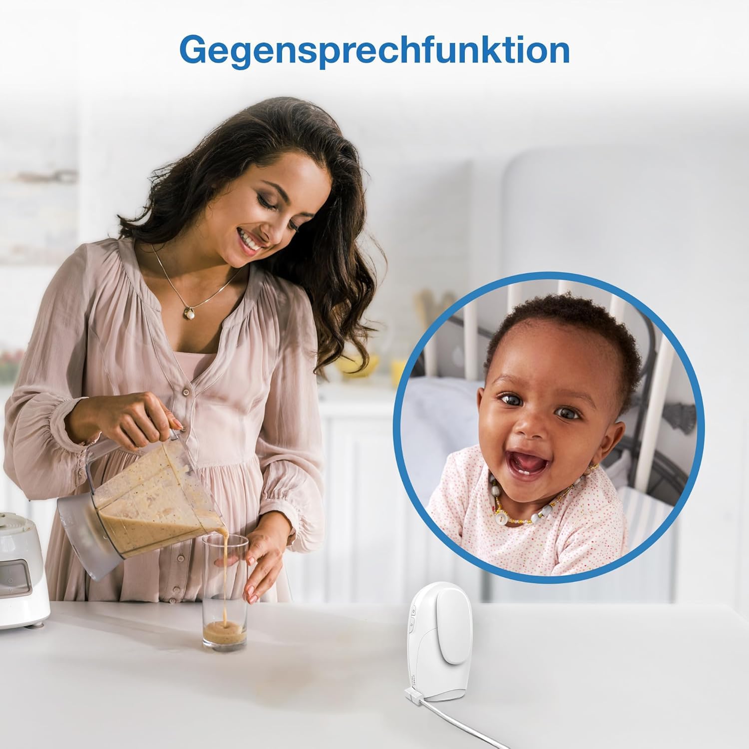 VTech DM121-IT Baby-Audiobabyphone, Reichweite bis 460 m, Akku-Laufzeit bis 8 Stunden, Projektions-Nachtlicht, Schlaflieder, Gegensprechfunktion, Geräuschwarnungen, sichere Datenübertragung, Weiß