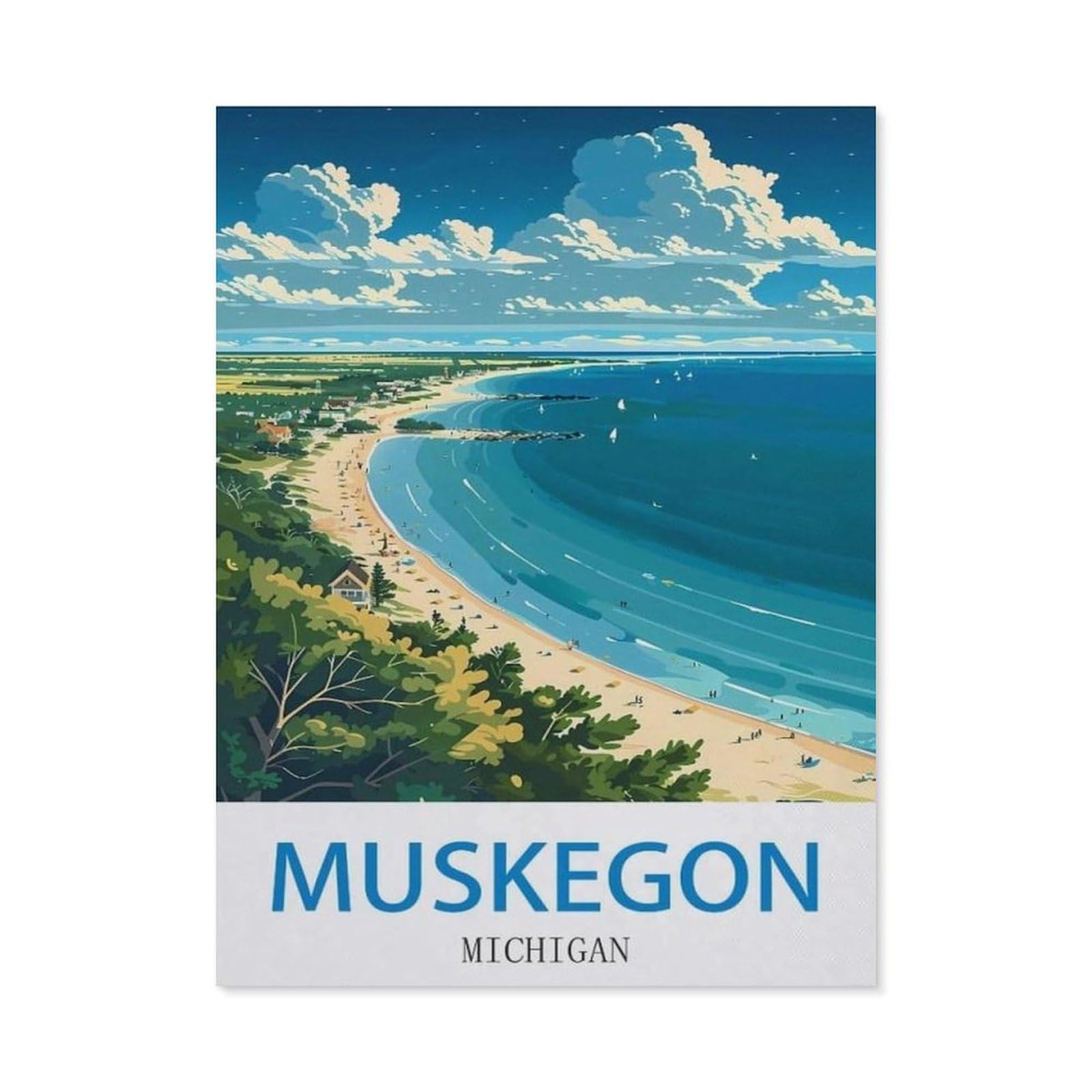 BEAYODKP 5D DIY Diamond Painting，Muskegon Michigan（40 x 50 cm）