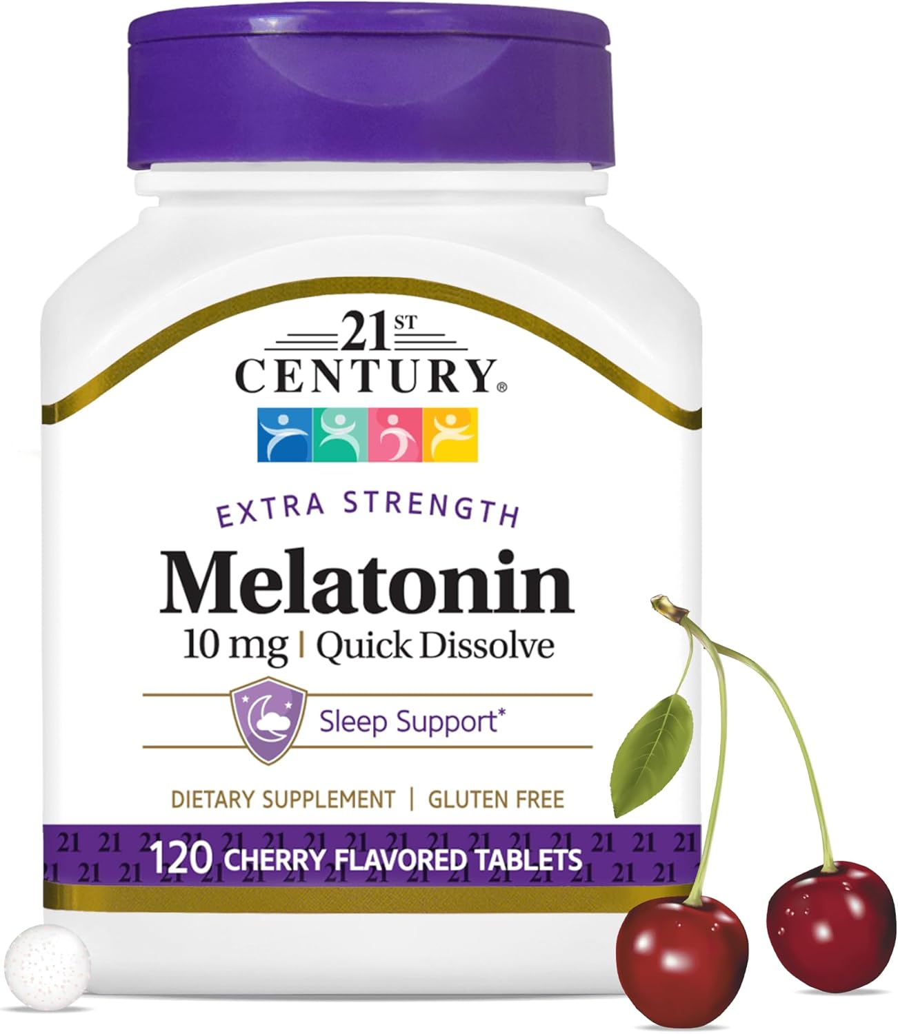 21st Century Melatonin 10 mg Quick Dissolve Tablets Cherry - 120 ct, Pack of 5