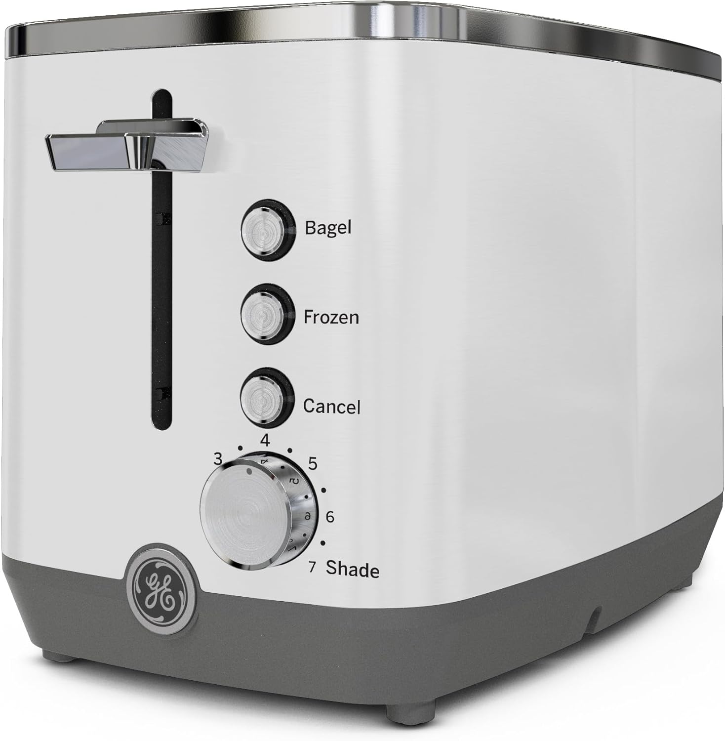 GE 2 Slice Toaster, Extra Wide Slots for Toasting Bagels, Breads, Waffles & More, 7 Adjustable Shade Settings, Removable Crumb Tray, Countertop Kitchen Essentials, 850 Watts, White