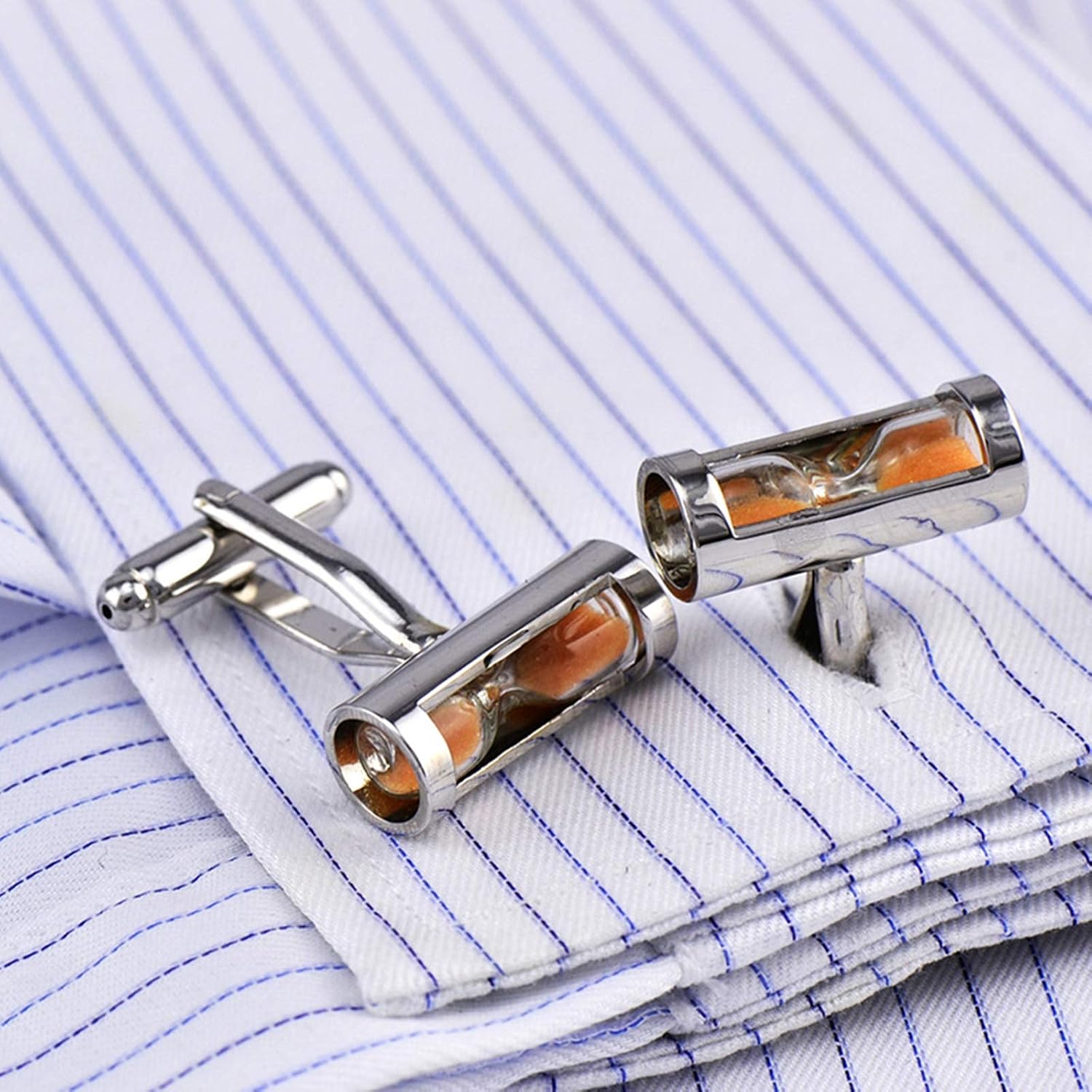 Daesar Copper Cufflinks Cufflink Shirts for Boys Orange Hourglass Cufflinks for Men Wedding Silver