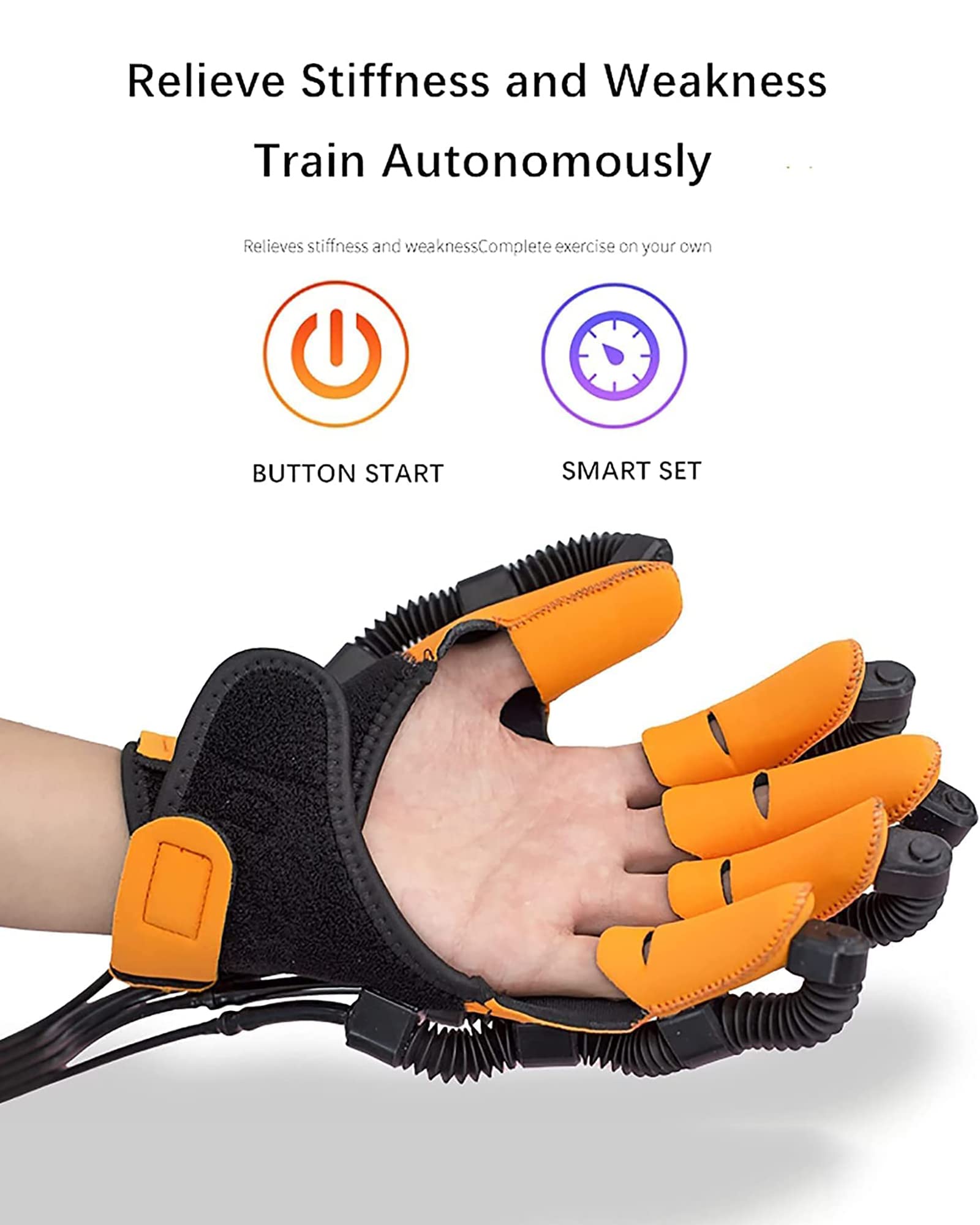 Potente Kit de Guante Robot de rehabilitación de Manos Extensión de Dedo Ortopédicos Trazo Férula de Mano Dispositivo de Entrenamiento de Dedos, Izquierda, M (Derecha M)