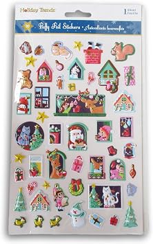 Holiday Windows Puffy Stickers for Crafts - Little Christmas House 3D Stickers 51 Pc
