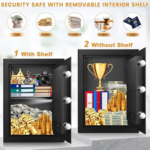 Miniatura 4 de Caja de seguridad ignífuga para documentos del hogar, caja de seguridad ignífuga e impermeable, caja de seguridad con teclado digital programable