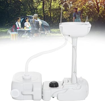 Portable Hand Washing Station, Camping Sink with Wheels, Towel Holder & Soap Dispenser, Foot Pump Wash Basin Stand for Outdoor Events Gatherings Worksite,Washbasin+24Lwatertank