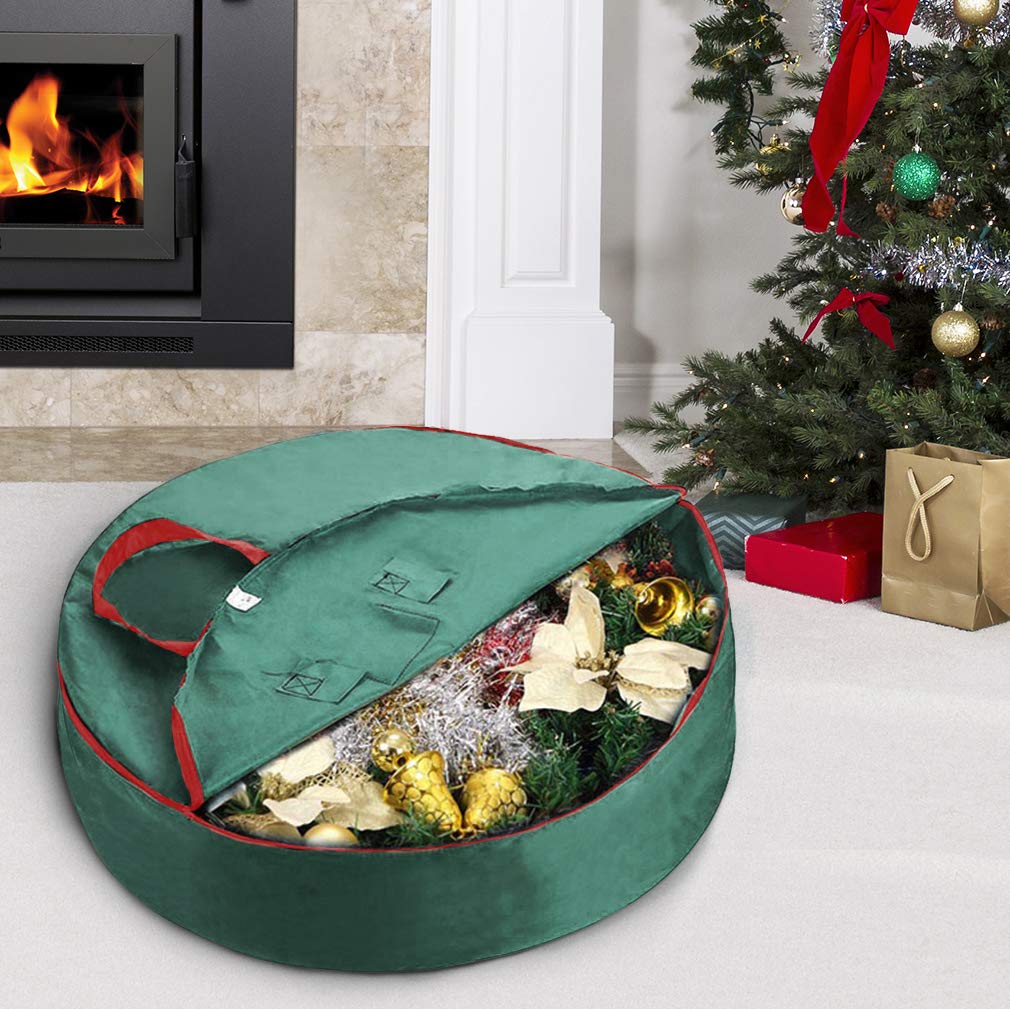 Borsa portaoggetti per ghirlande natalizie, 122 cm, manici in resistente poliestere Oxford 600D, extra large, contenitore per ghirlande natalizie (verde)