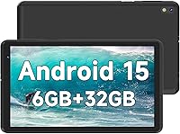 BYANDBY 7 Inch Android 15 Tablet, 6GB RAM + 32GB ROM Expand to 1TB, Quad-Core WiFi Dual Camera Kids Educational Games Tablet Black