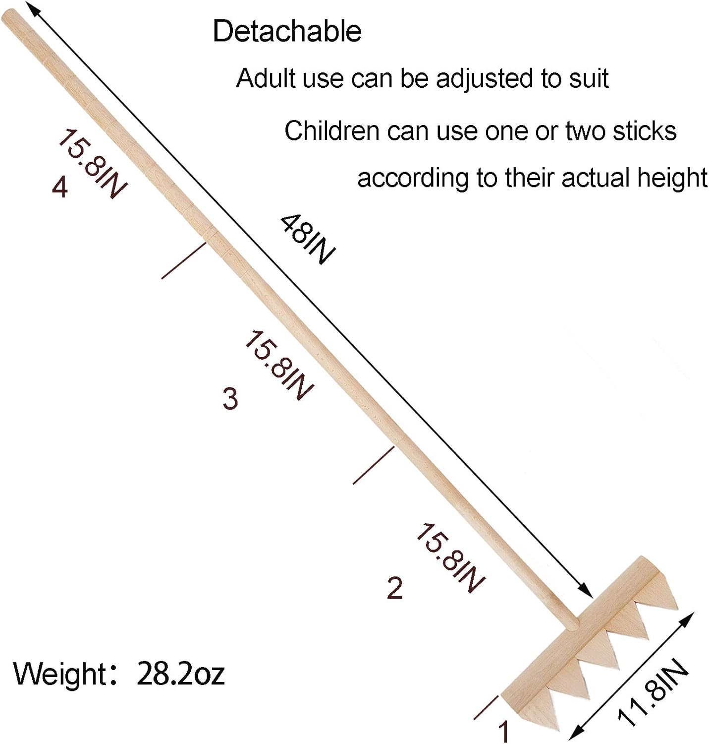 Outdoor Zen Garden Rake Large - Japanese Sand Rock Garden Rake Tool - 48" Long 5 Tine Solid Oak - DIY Stress Relief Gifts for Adult