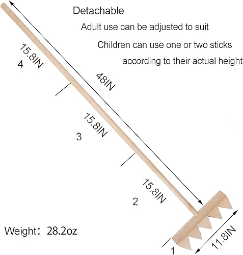 Miniatura 6 de Rastrillo de jardín zen para exteriores, grande, herramienta de rastrillo de jardín de roca de arena japonesa, 48 pulgadas de largo, 5 dientes,