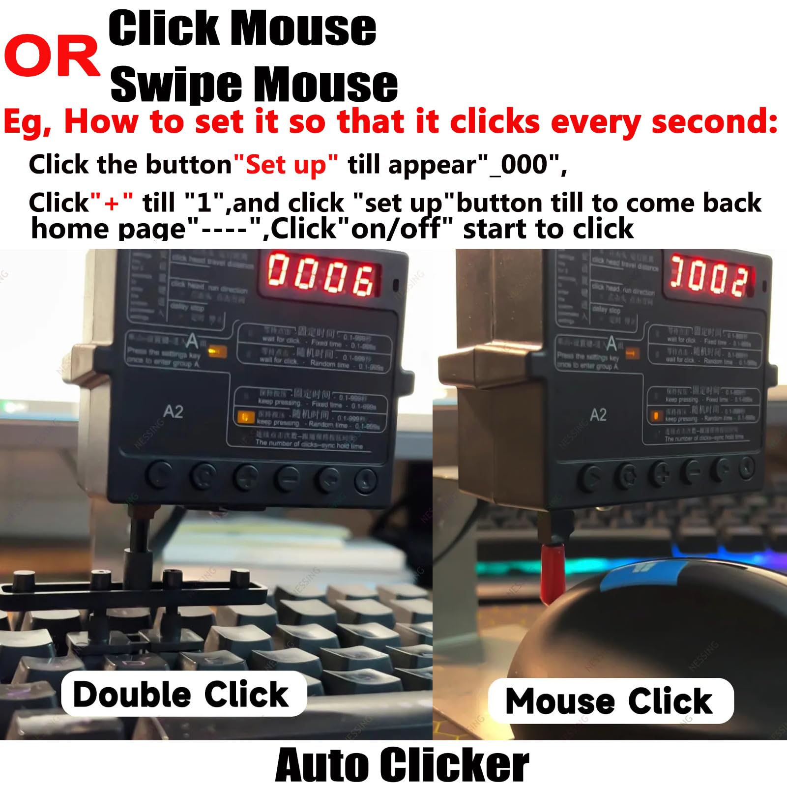 Clicker Automatique Pour Écran - Vitesse Réglable - Pour Jeux, Likes En Direct - Portable