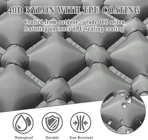 Miniatura 5 de MEI&CO Colchoneta inflable ultraligera con almohada integrada y bomba de pie, para camping, senderismo y mochilero, almohadilla individual con