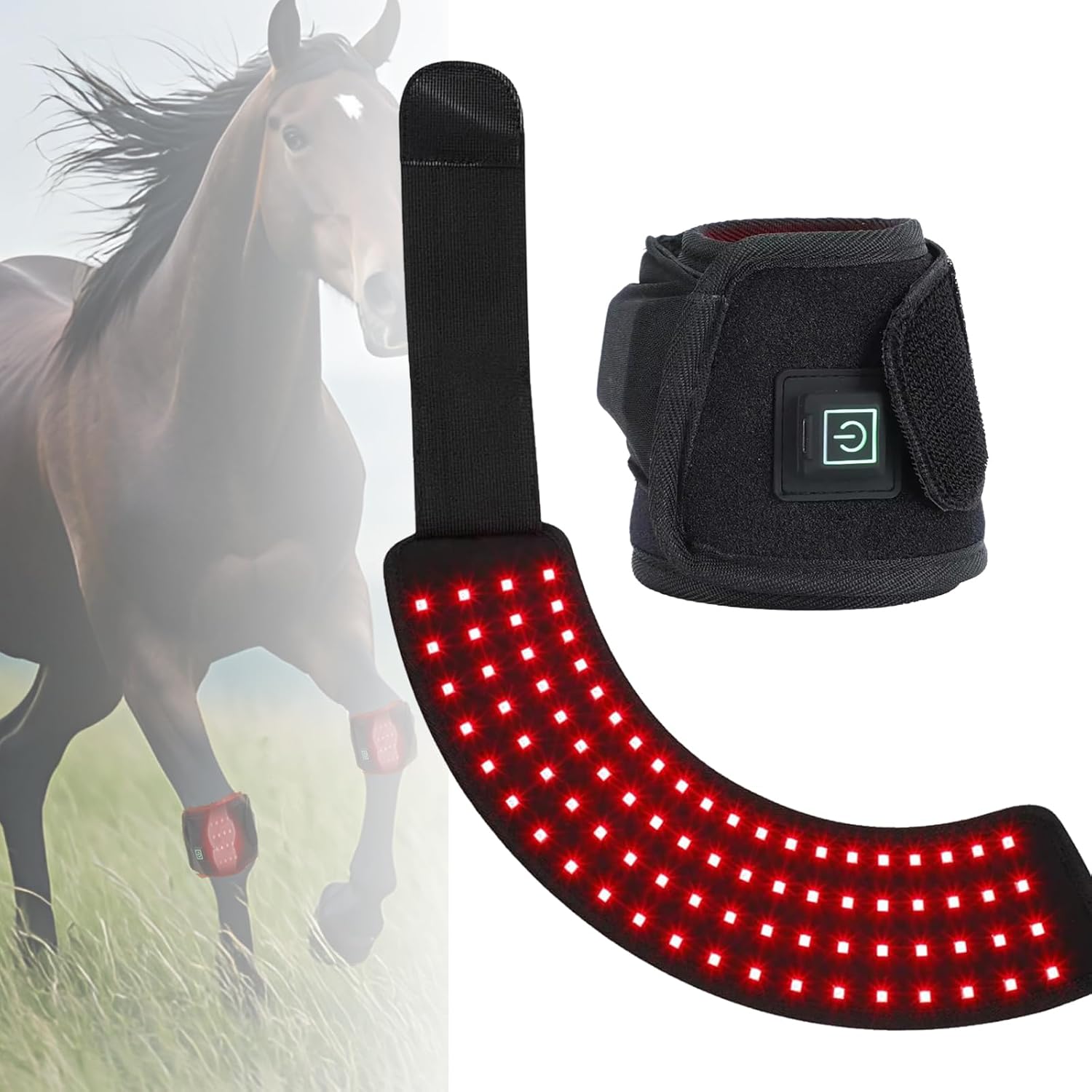 Equine Red Light Therapy for Horses for Wounds Arthritis Deep Pain Injury Soreness Post Op Relief Training Event Recovery Circulation Daily Use,Dual Wavelength 660nm 850nm Horse Therapy Wrap(1pcs)