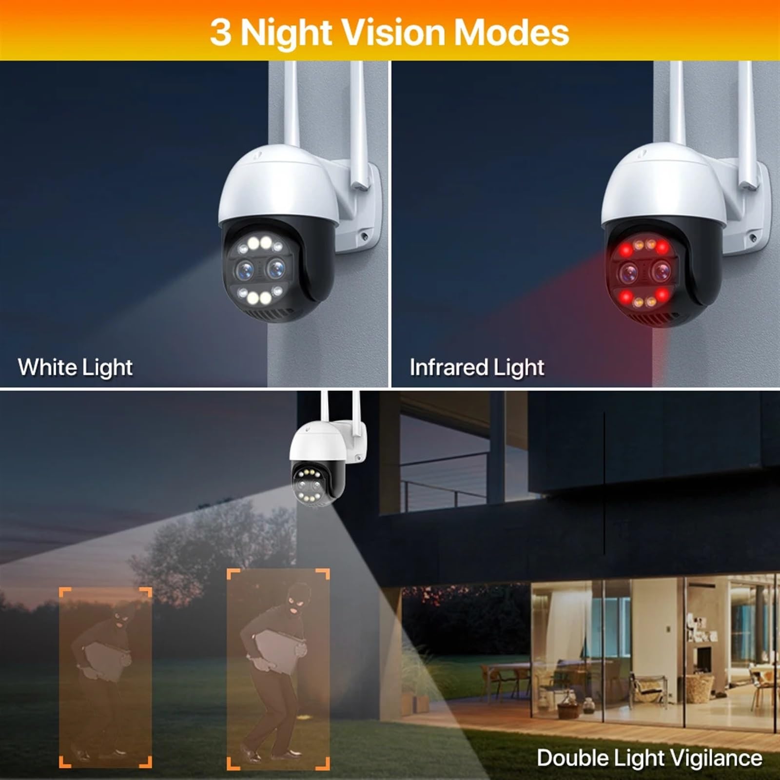 Kamery Monitoringu, Kamera IP 4K 8MP 2.8 + 12mm podwójny obiektyw 8X Zoom kamera PTZ zewnętrzna kamera telewizji przemysłowej 2K automatyczne śledzenie nadzór P2P(8MP 32G Card)