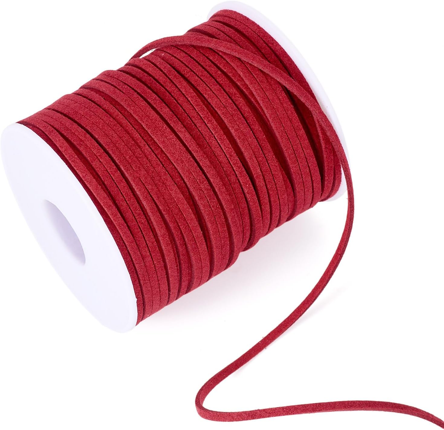 Flat Leather String Cord Cheriswelry 49.21 Yards 2.5MM Suede Cords Ribbon for Jewelry Making for DIY Craft Necklace Bracelet Choker Supplies Gift Wrap Accessory (Red)