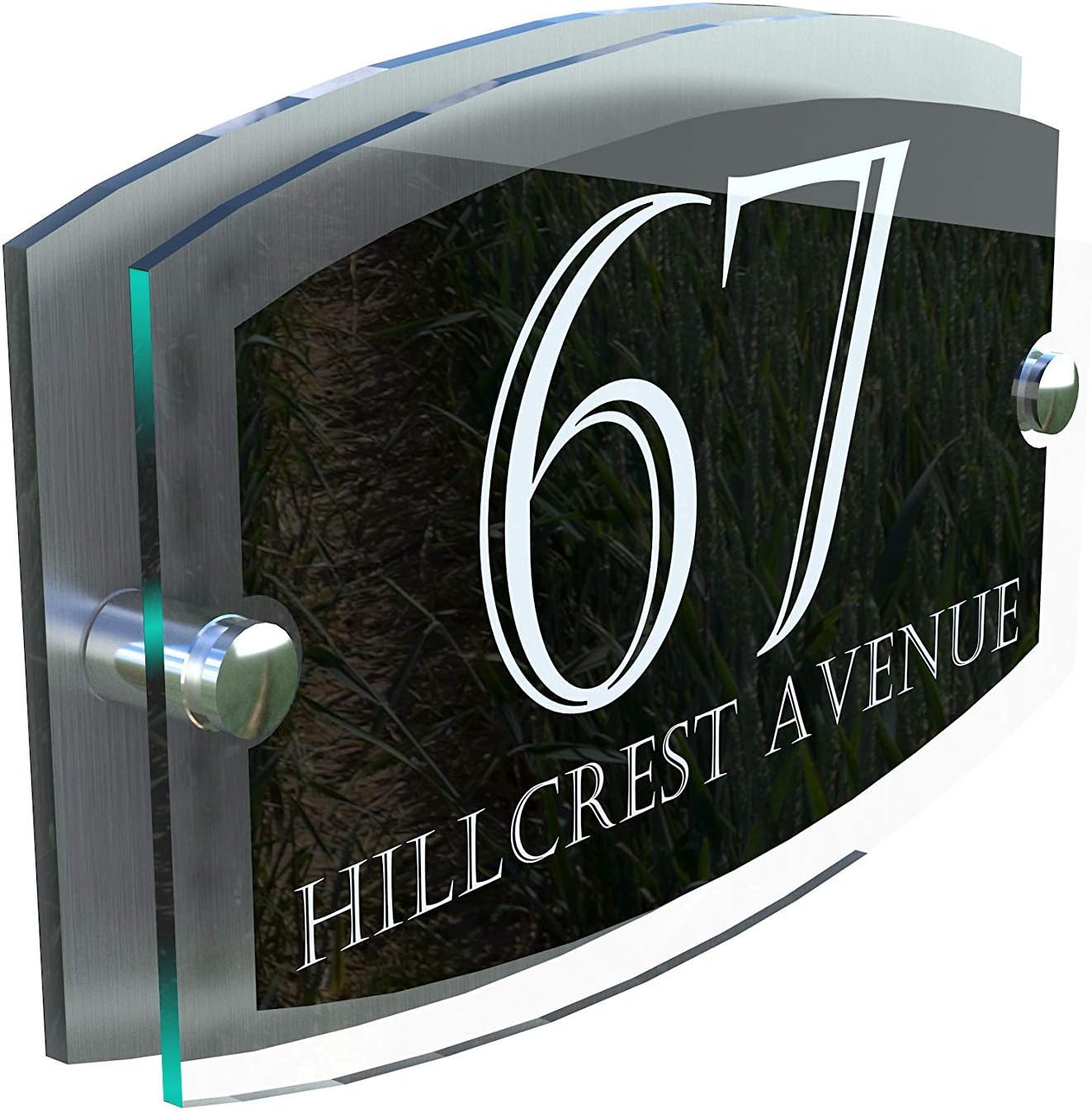 DECORATIVE HOUSE SIGN PLAQUE DOOR NUMBER STREET GLASS EFFECT ACRYLIC ...