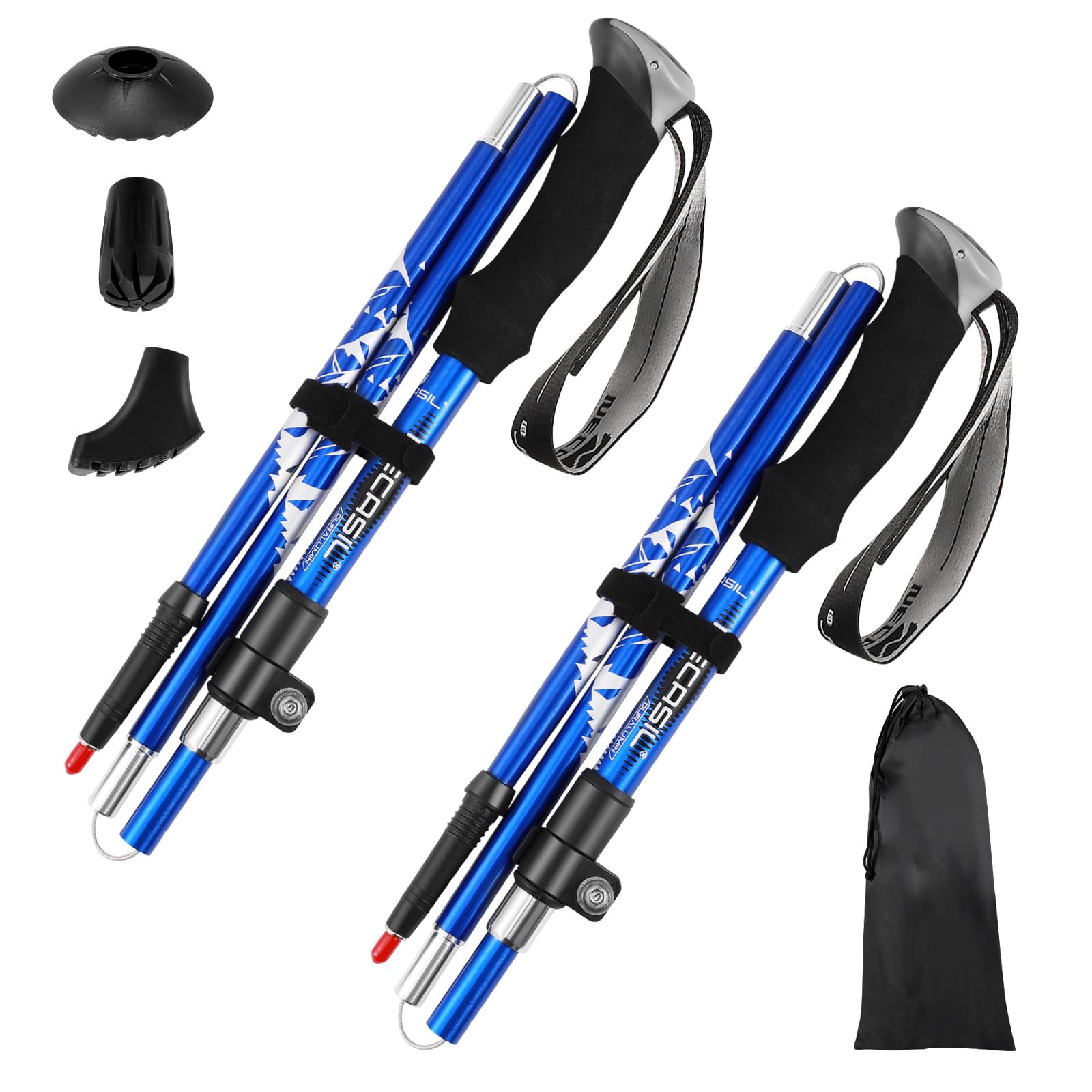 Bastoni Trekking Scuro,Bastoncini da Trekking Pieghevoli e Antiurto110-125cm, 2 Pezzi Nordic Walking Bastoncini,Ultraleggero per Zaini da Campeggio,per Escursioni,Montagna,Nordic Walking