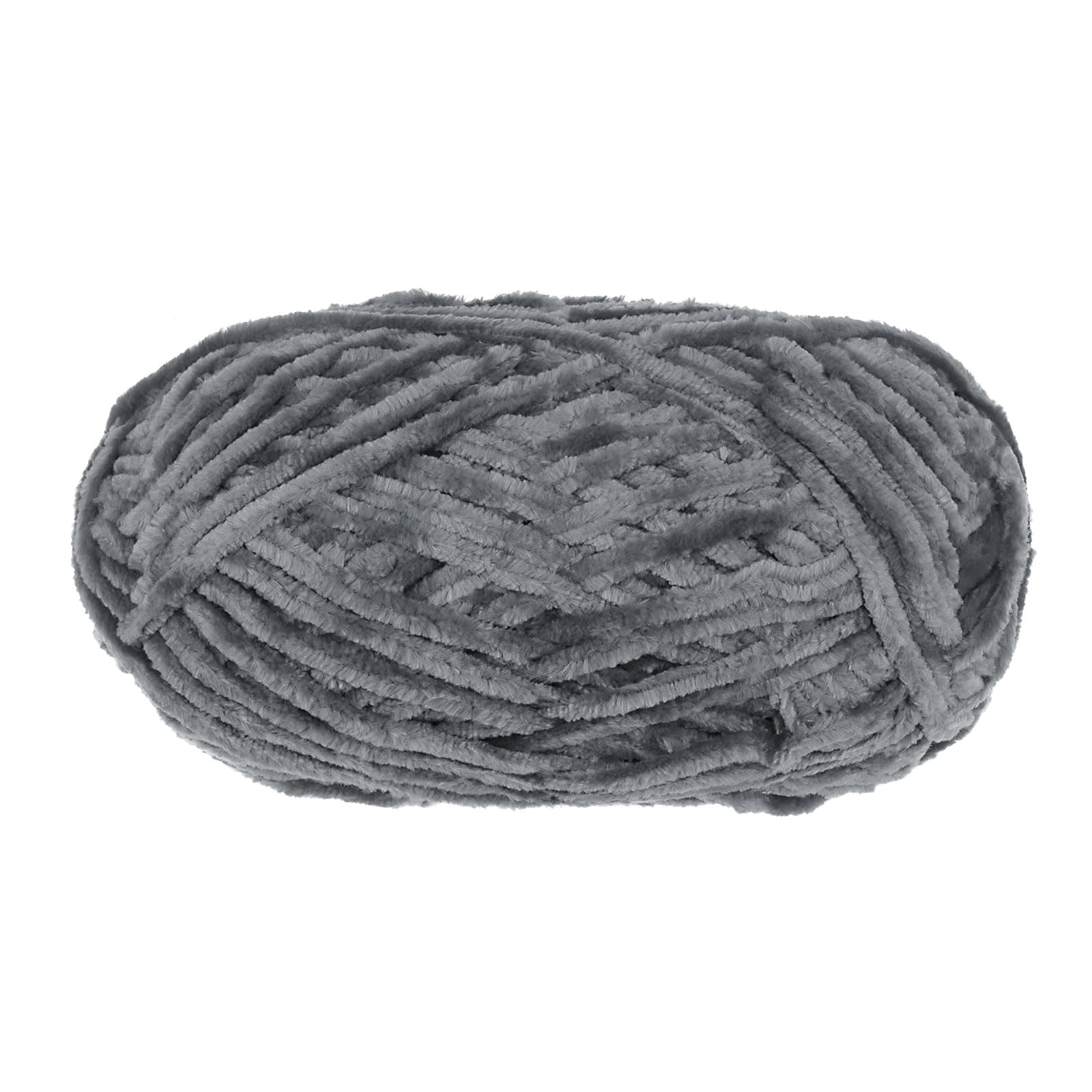 uxcell 1 Skein Velvet Yarn Chenille Yarn 100g/3.5oz 87 Yards Total Length 6# Super Bulky Polyester Soft Blanket Yarn for Knitting Bag Scarf Dark Grey