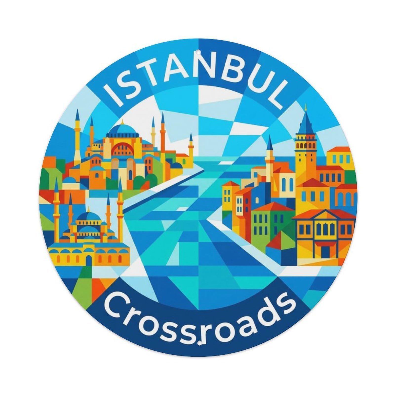Este 8X8inch Style Vintage Travel Istanbul Turkey Crossroads Metal Tin Sign