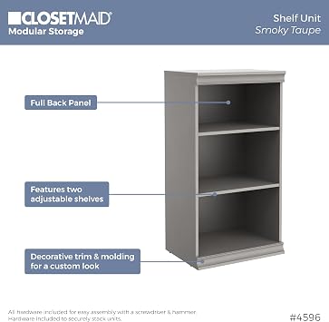ClosetMaid Modular Storage 21.38-inch W 3-Shelf Storage Cabinet with Doors, Smoky Taupe