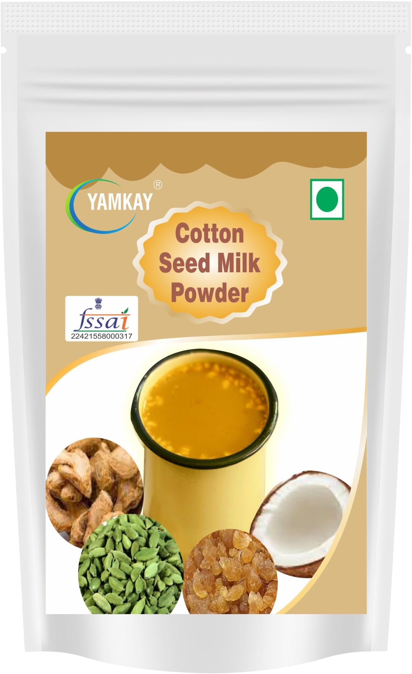 Yamkay Cotton Seed Milk Powder Paruthi Paal | Cotton Seed Latte Mix | Antioxidant-Rich Drink for Good Cholesterol & Heart Health | 100% Natural, No Preservatives | Ready-to-Health Beverage | Boost Immunity & Vitality | 250GM Pack | Healthy & Nourishing