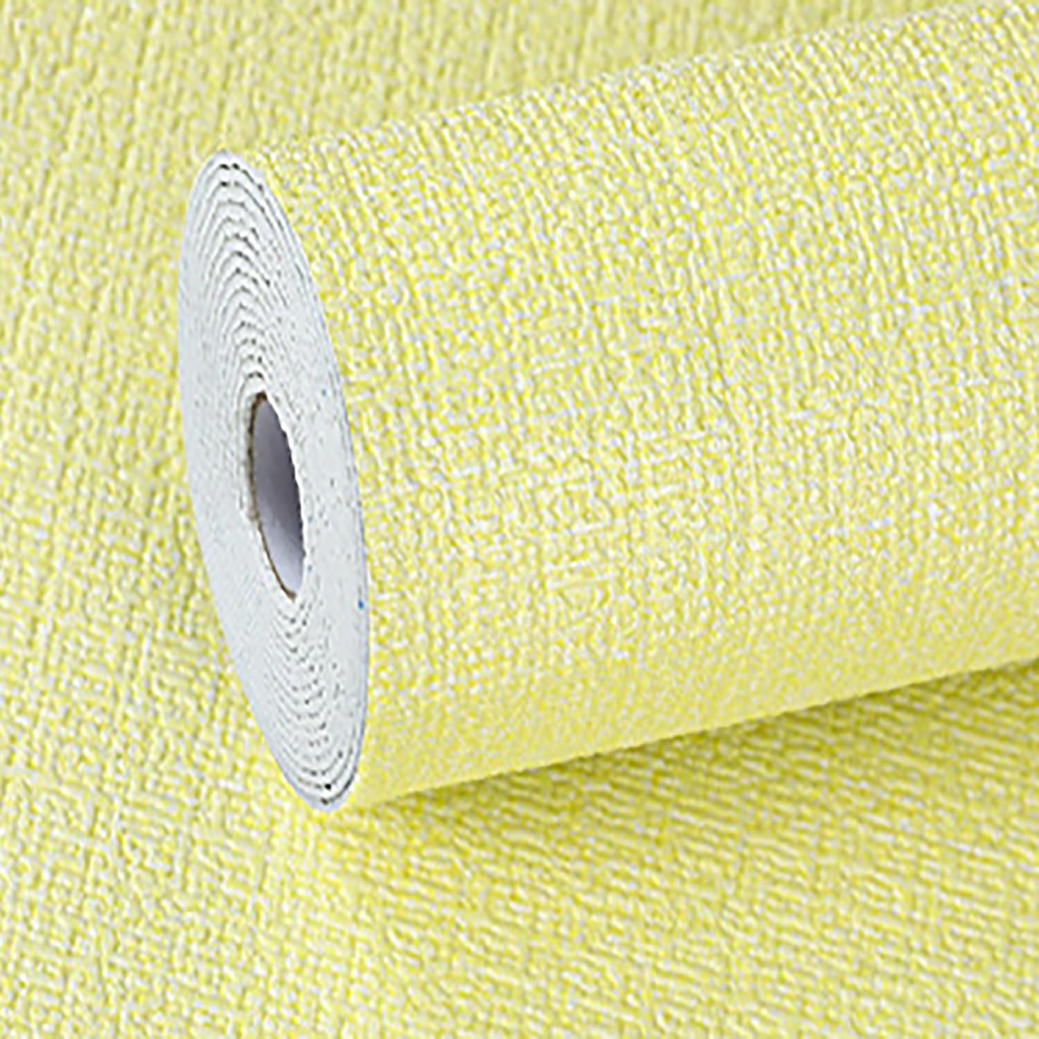Papier peint autocollant texture lin jaune 3D | Grand sticker mural imperméable PVC