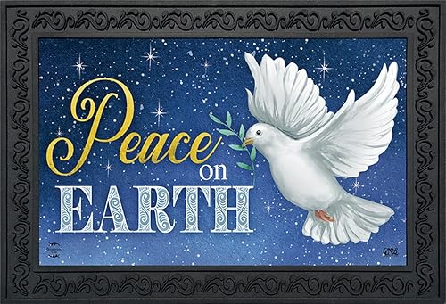 Briarwood Lane Peace on Earth Dove - Felpudo de Navidad con rama de olivo para interiores y exteriores, 30 x 18 pulgadas Briarwood Lane Peace on Earth Dove - Felpudo de Navidad con rama de olivo para interiores y exteriores, 30 x 18 pulgadas