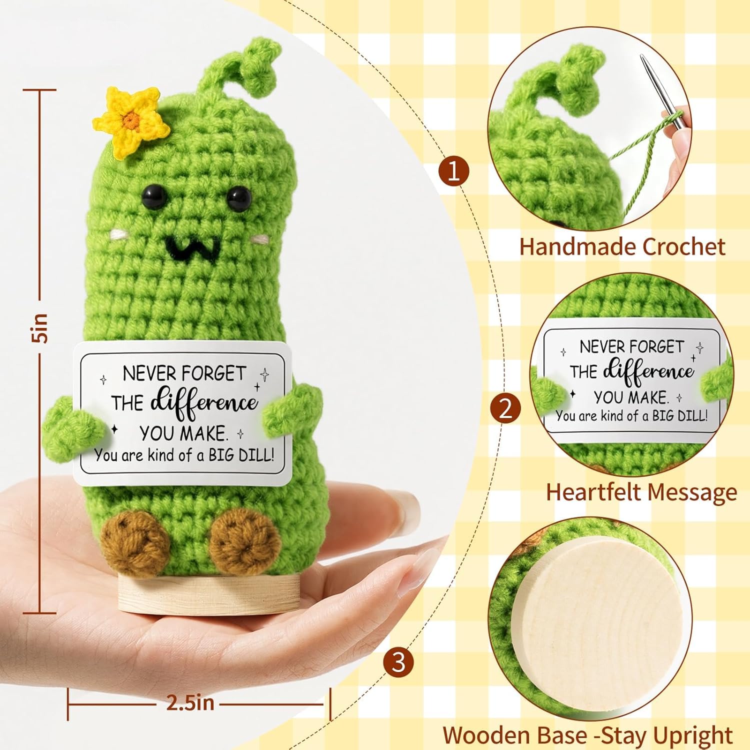 Valentines Day Thank You Gifts for Women, Handmade Emotional Support Crochet Bee w/ Card, Employee Teacher Appreciation Gifts Stocking Stuffers, Christmas Birthday Gift for Women Coworkers Nurses Boss - Image 6