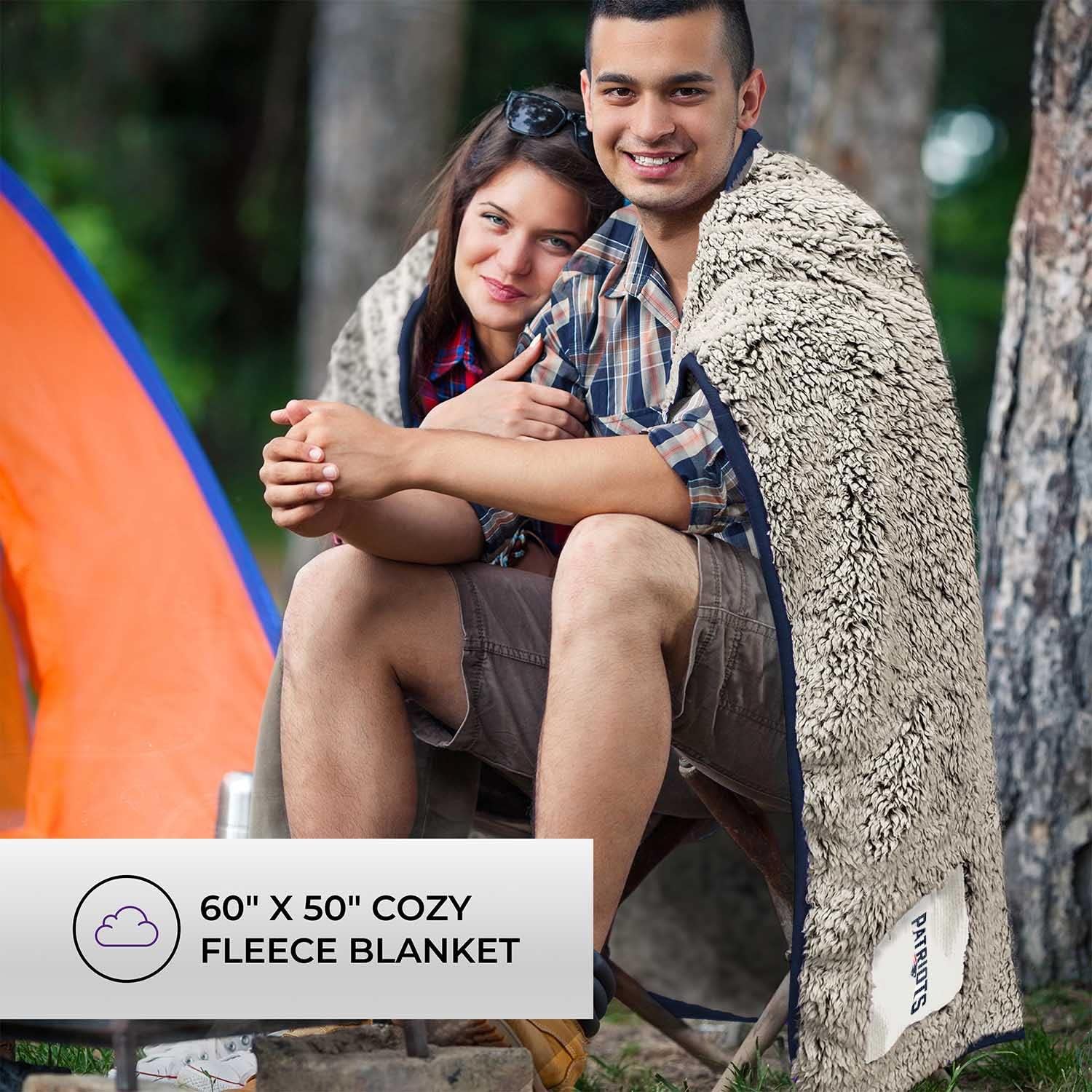 Northwest NFL Silk Touch Sherpa Throw Blanket - Soft & Fluffy - Great for Gamedays - 60" x 50" - Experience Ultimate Comfort (New England Patriots - Navy) - Image 2