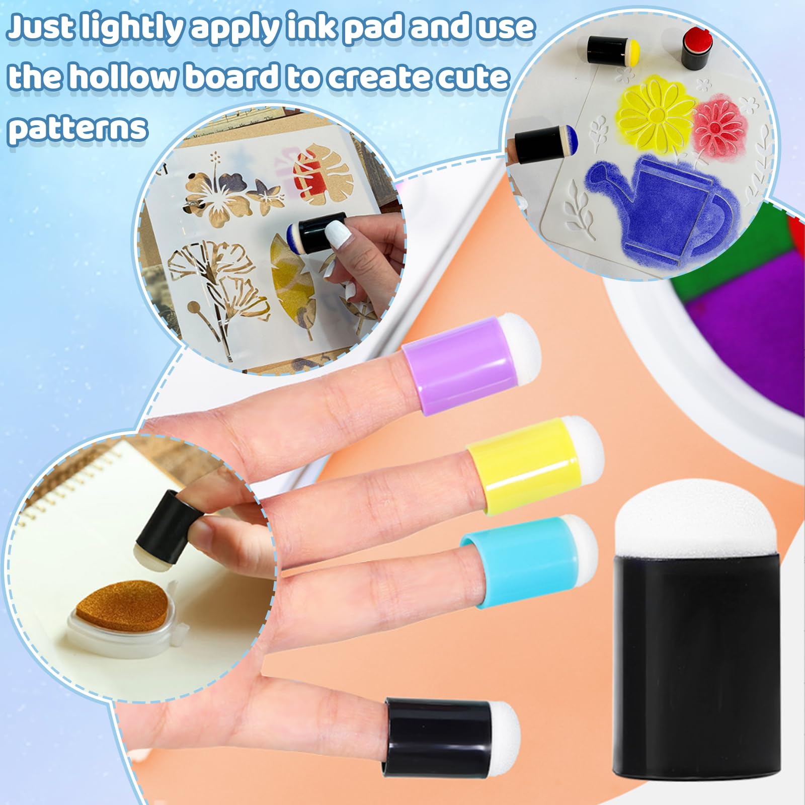 JSTHHTT 40 Pieces Finger Sponge Daubers, Finger Sponges for Painting Finger Painting Sponge Set, Kids Finger Painting Tools - Image 3