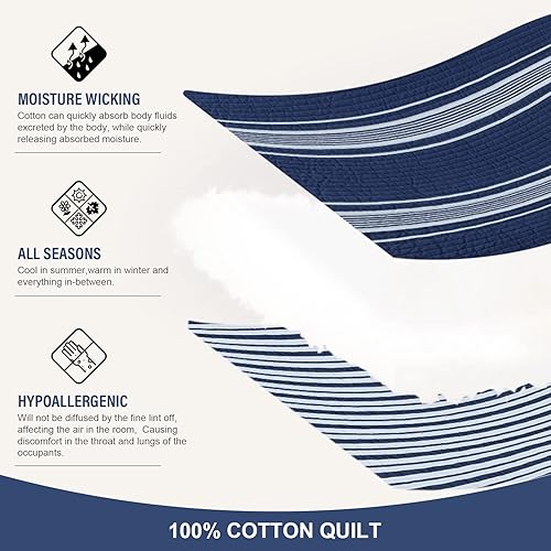 Miniatura 10 de Y-PLWOMEN Juego de ropa de cama King  Colcha acolchada a cuadros de algodón marrón y gris, 3 piezas de edredón ligero reversible para todas las