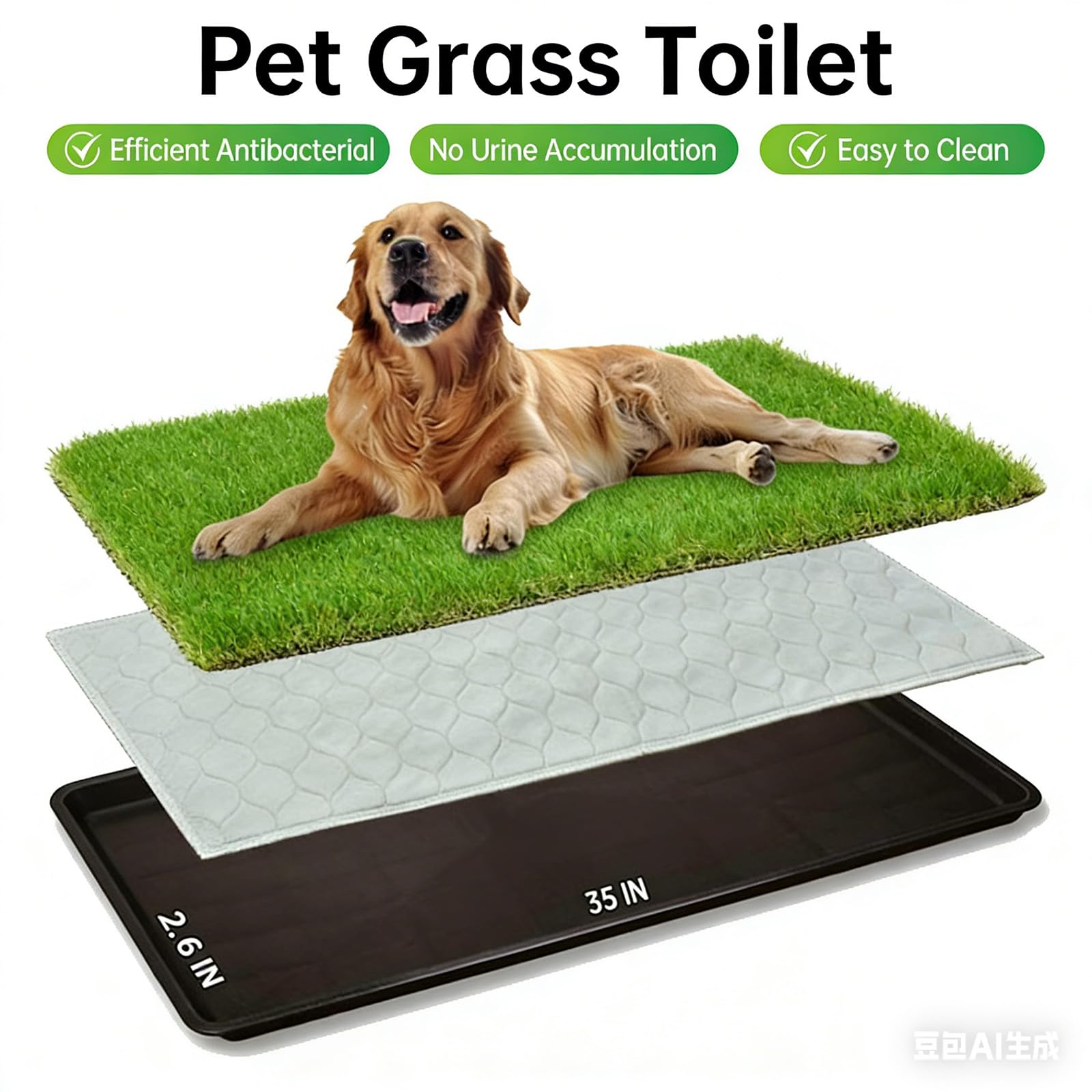 Tapis de propreté pour chiots avec bac anti-fuite et tapis d'herbe dans divers entraînements, aide à nettoyer facilement les herbes
