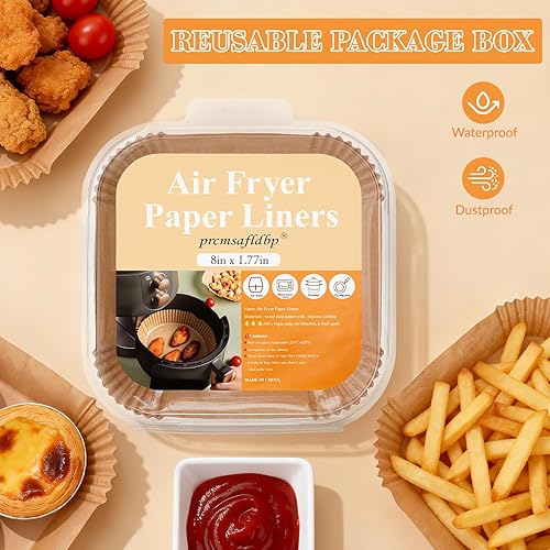 Miniatura 6 de Forros para freidora de aire, 125 forros desechables para freidora de aire para panaderos caseros, revestimiento antiadherente de 8 pulgadas,