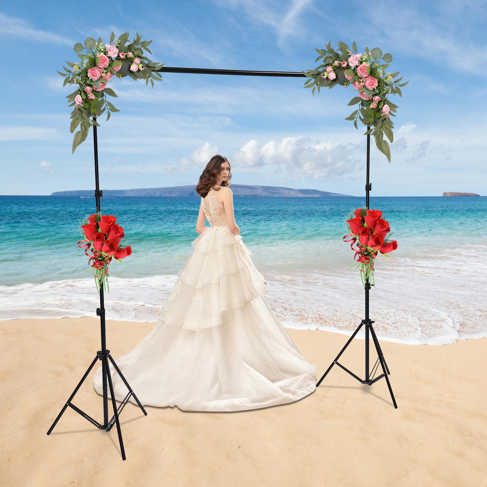 2x3m Support de Fond Photo, Support de Fond Réglable avec Base Triangulaire, 3 Pinces et 1 Sac, Réglable de 3m de Large, pour Studio, Diffusion en Direct et Mariage