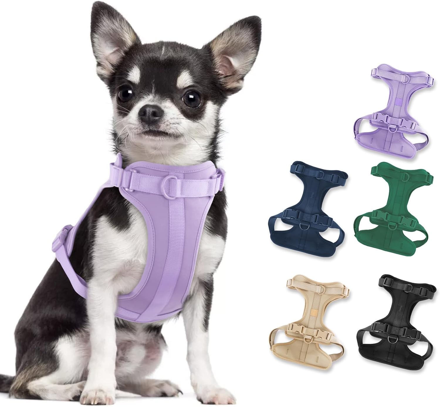 Wisedog No Pull Lightweight Dog Harness: Adjustable Breathable Pet Vest Harness with Soft & Comfortable Cushion for Small Medium Large Dogs (XS, Lilac)
