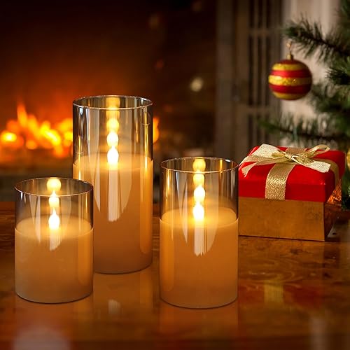 Miniatura 2 de KunSween - Velas LED sin llama de vidrio con control remoto y temporizador, velas de cera real, luz parpadeante de color cálido para festivales