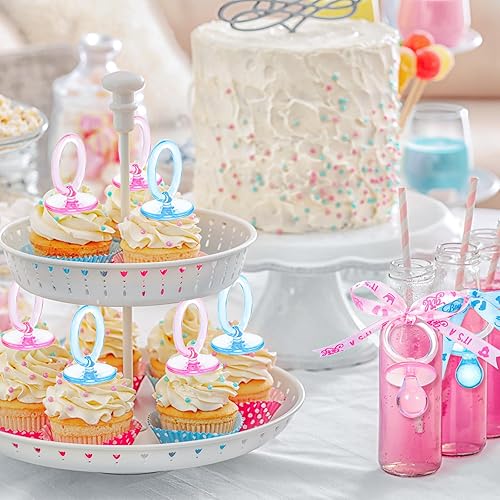 Miniatura 7 de Chengu 100 chupetes de baby shower, de acrílico, chupetes para bebé, regalos de fiesta a granel, chupetes para recién nacidos, para niños y niñas,