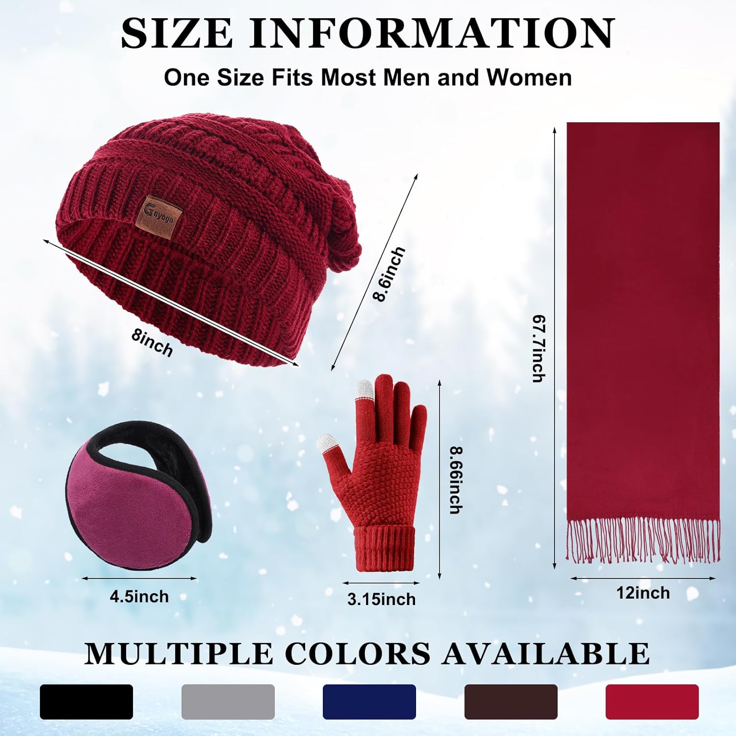 Geyoga 20 Pcs Winter Hat Scarf Gloves and Ear Warmer Set, Knit Beanie Hat Touch Screen Gloves Neck Scarves Ear Muffs Warm for Men Women Cold Weather - Image 2
