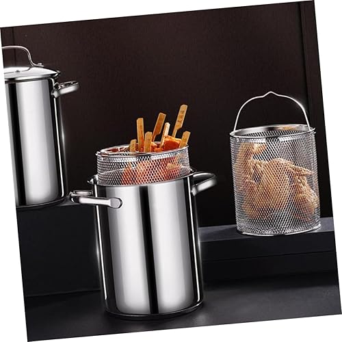 Miniatura 5 de Cabilock 1 juego de sartén con colador, olla de vapor de tamal profunda, cesta de mini chips de pavo, olla con cesta y quemador, olla de salsa de