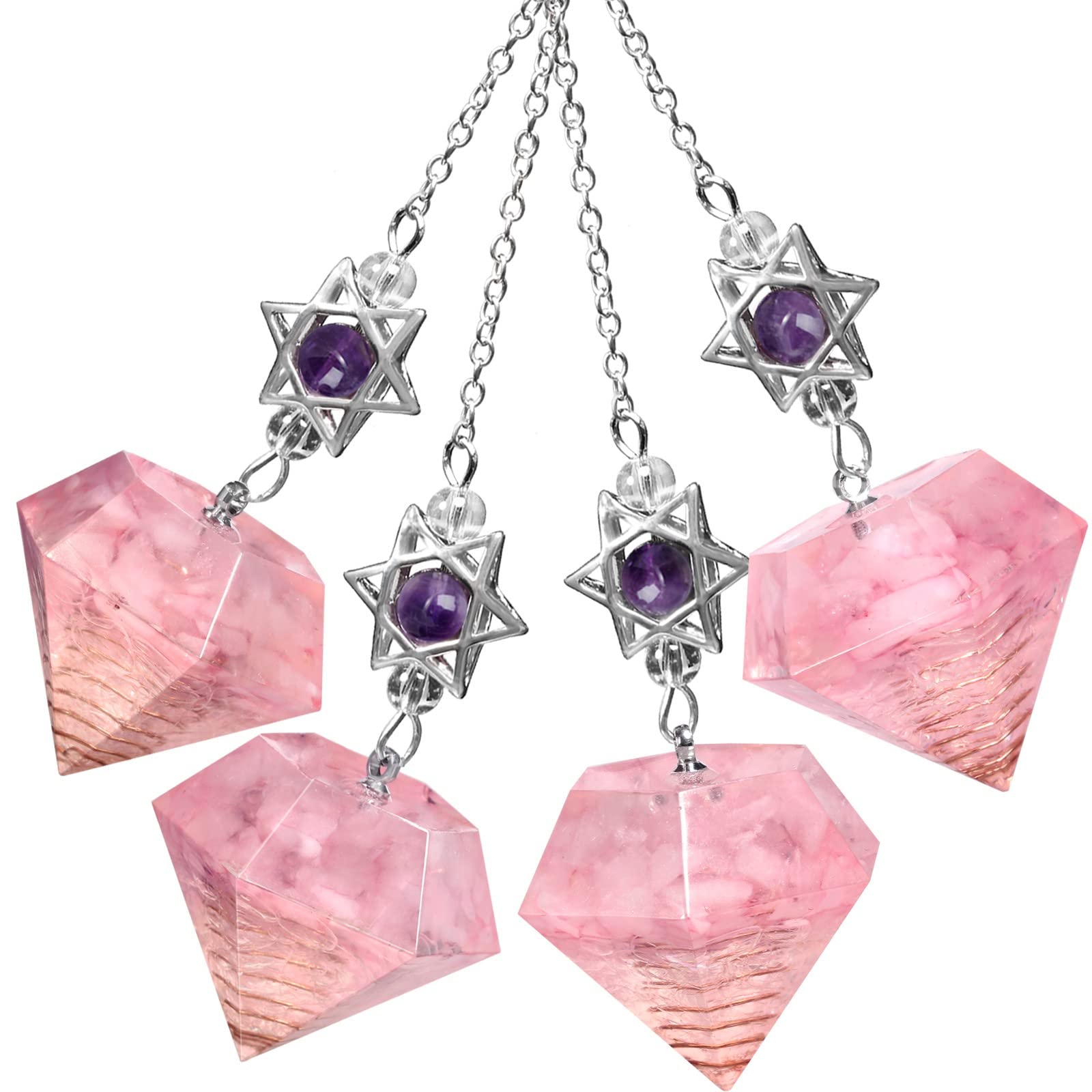 KYEYGWO Healing Crystal Point Pendulum with Dream Catcher and Star of David Necklace - Image 3