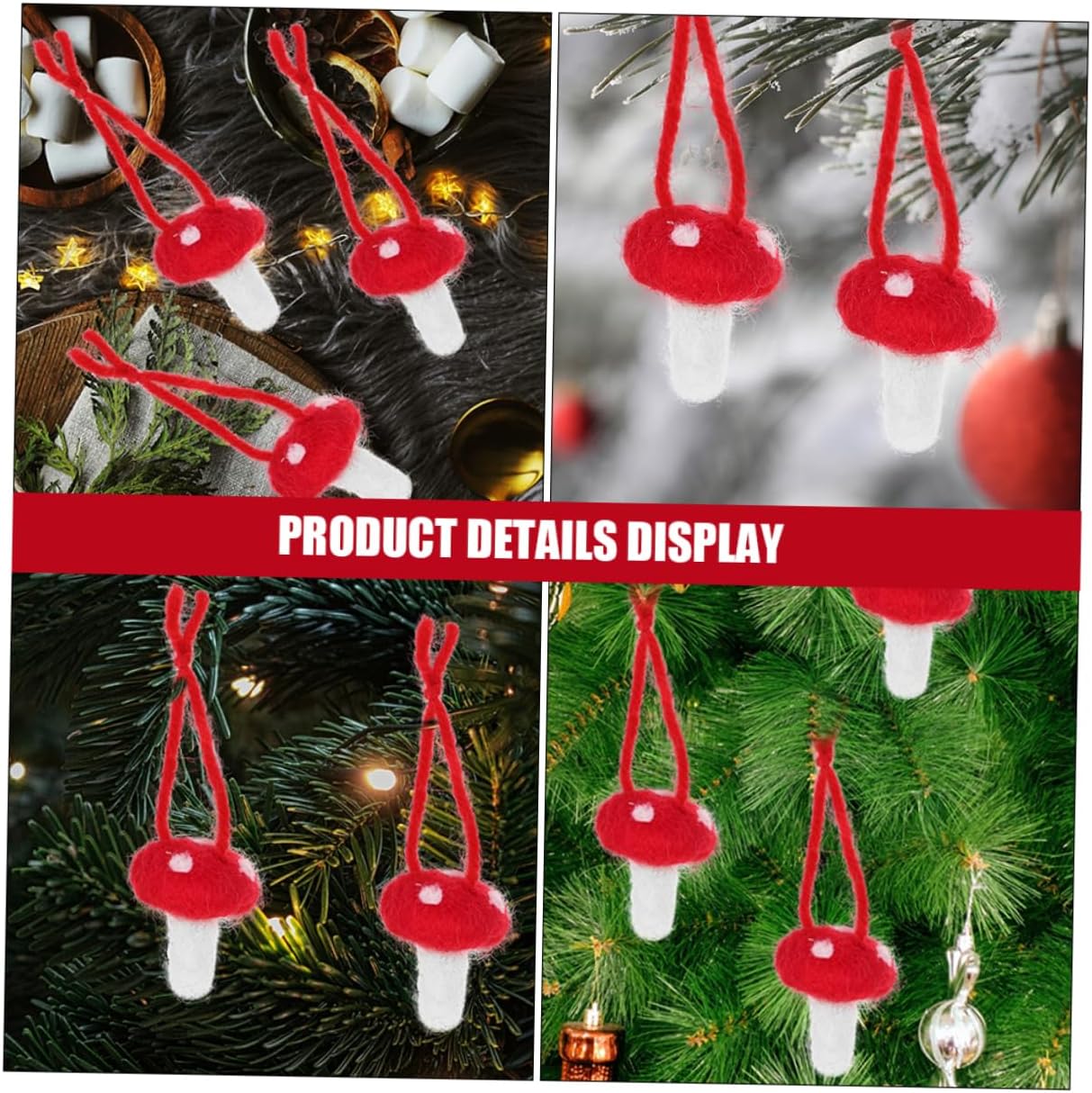 NUOBESTY 10Pcs Felt Mushroom Ornaments DIY Craft Material for Hair Accessories Mushroom for Creative Projects and Wreath Decorations