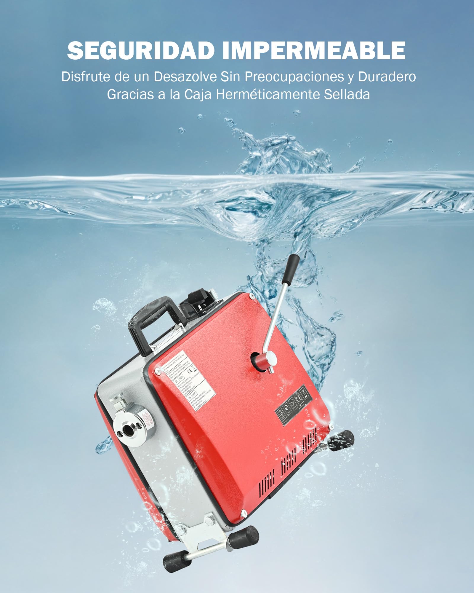 ZELCAN 400W Desatascador Eléctrico de Tuberías 400r/min Máquina de Limpieza de Desagües Electrico con Espirales Máquina de Limpieza para Tubos 20mm a 100mm