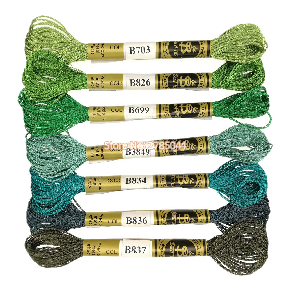 GUOCHENJIE Multicolor Metallic Embroidery Thread Shiny Cross Stitch Floss Threads on Skeins Sewing Kit