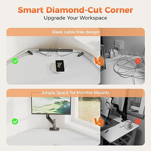 Miniatura 6 de Mericonia Escritorio de Gaming de Esquina Grande de 59 Pulgadas, Escritorio Simple en Forma de L con Soporte para CPU y Ganchos, Escritorio de
