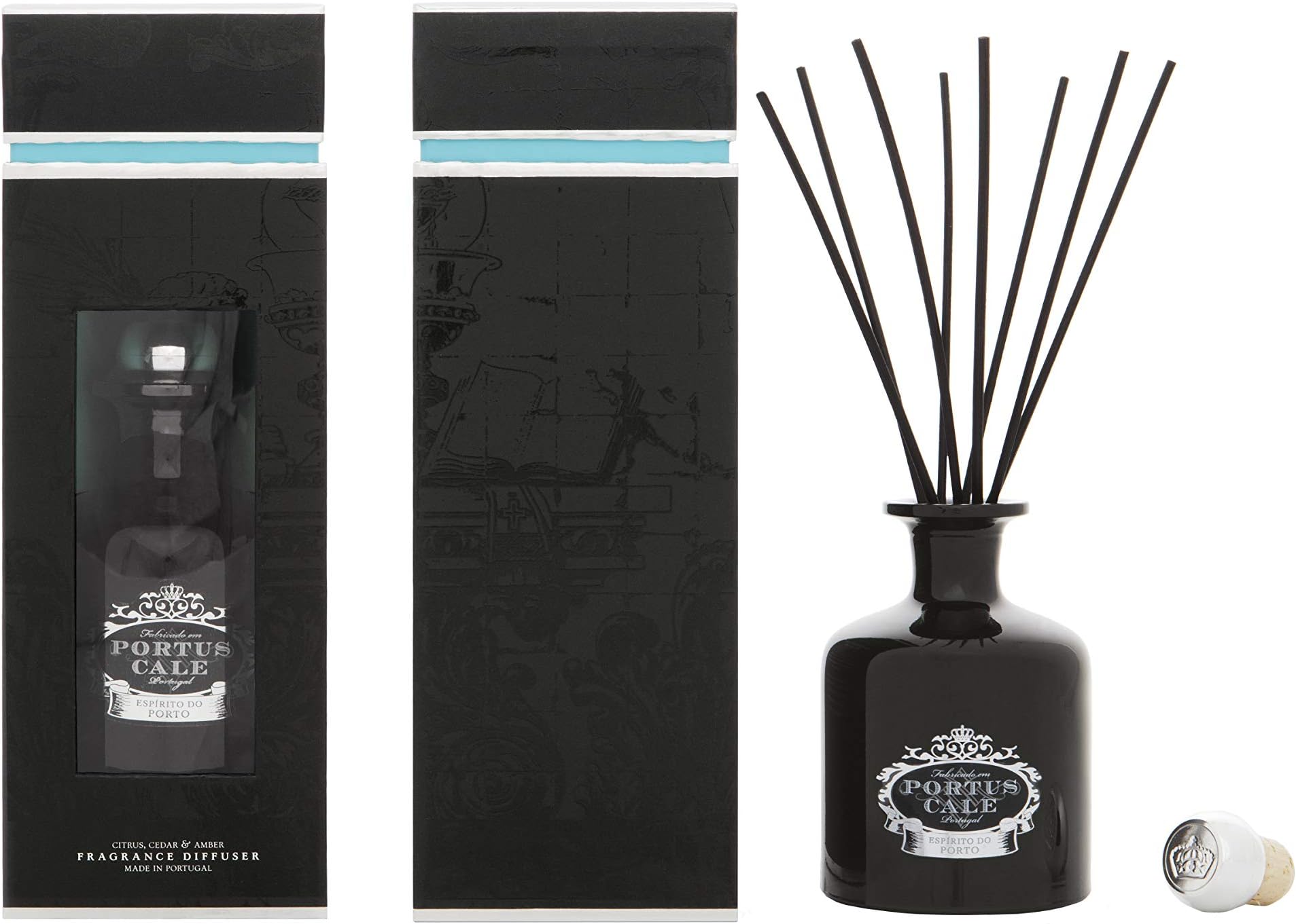 PORTUS BLACK EDITION Citrus Cedar Amber Cale 8 oz Reed Diffuser by Castelbel