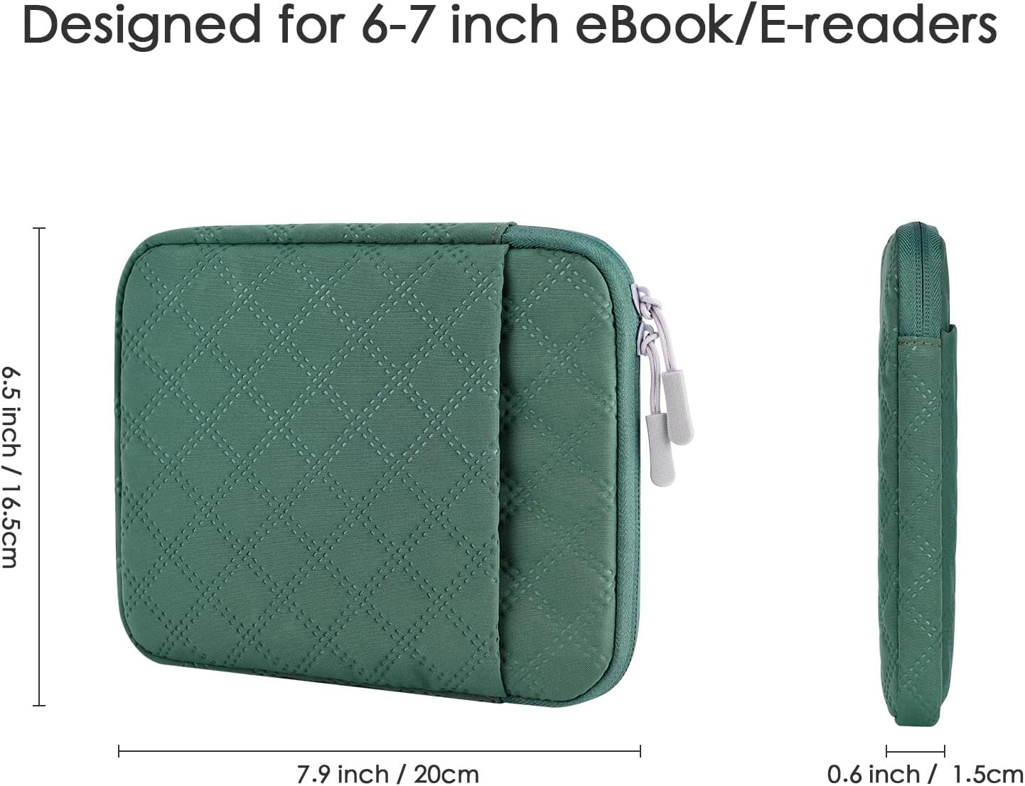E-Reader Sleeve Case Bag for 6-7 inch+ Puffy Sleeve Pouch Bag for 6-7 Inch (DG+BK)