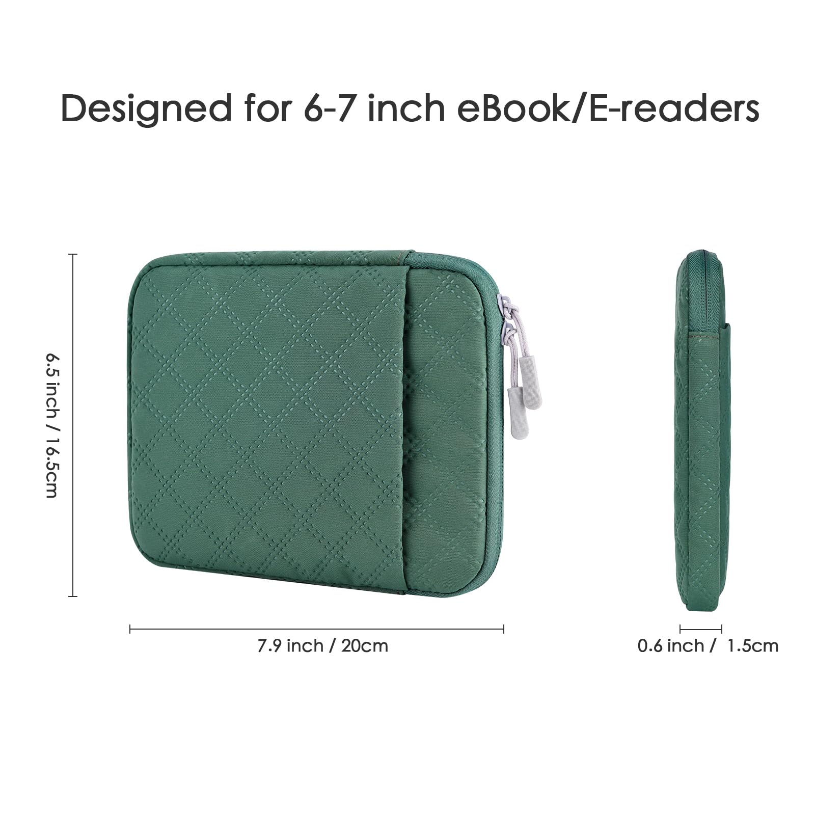 Custodia protettiva per e-reader e tablet da 6 a 7 pollici, verde scuro
