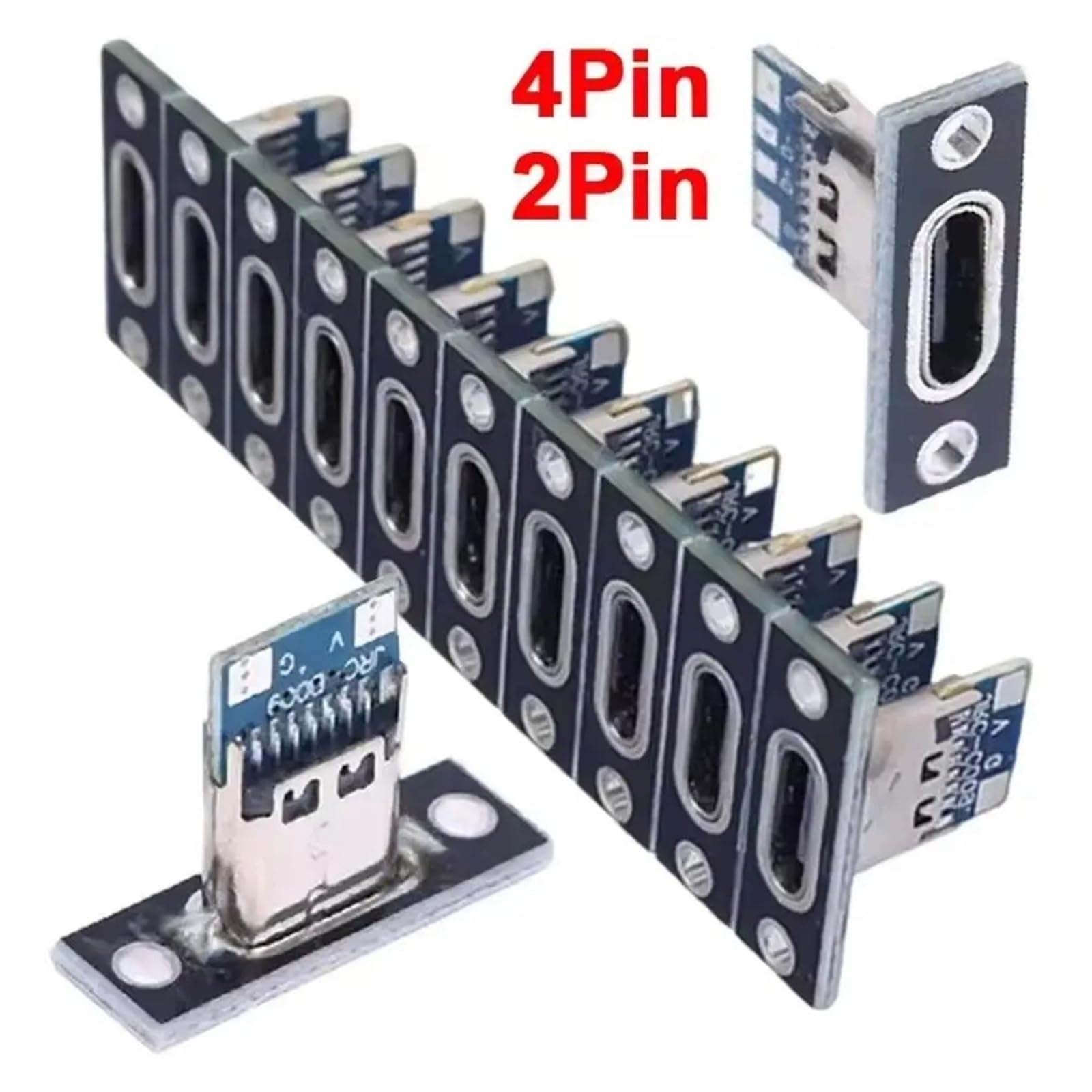 USB-C 3.1 Screw-Mount Female Socket 2/4Pin Charge Port 10 szt. (2Pin 10 szt.)