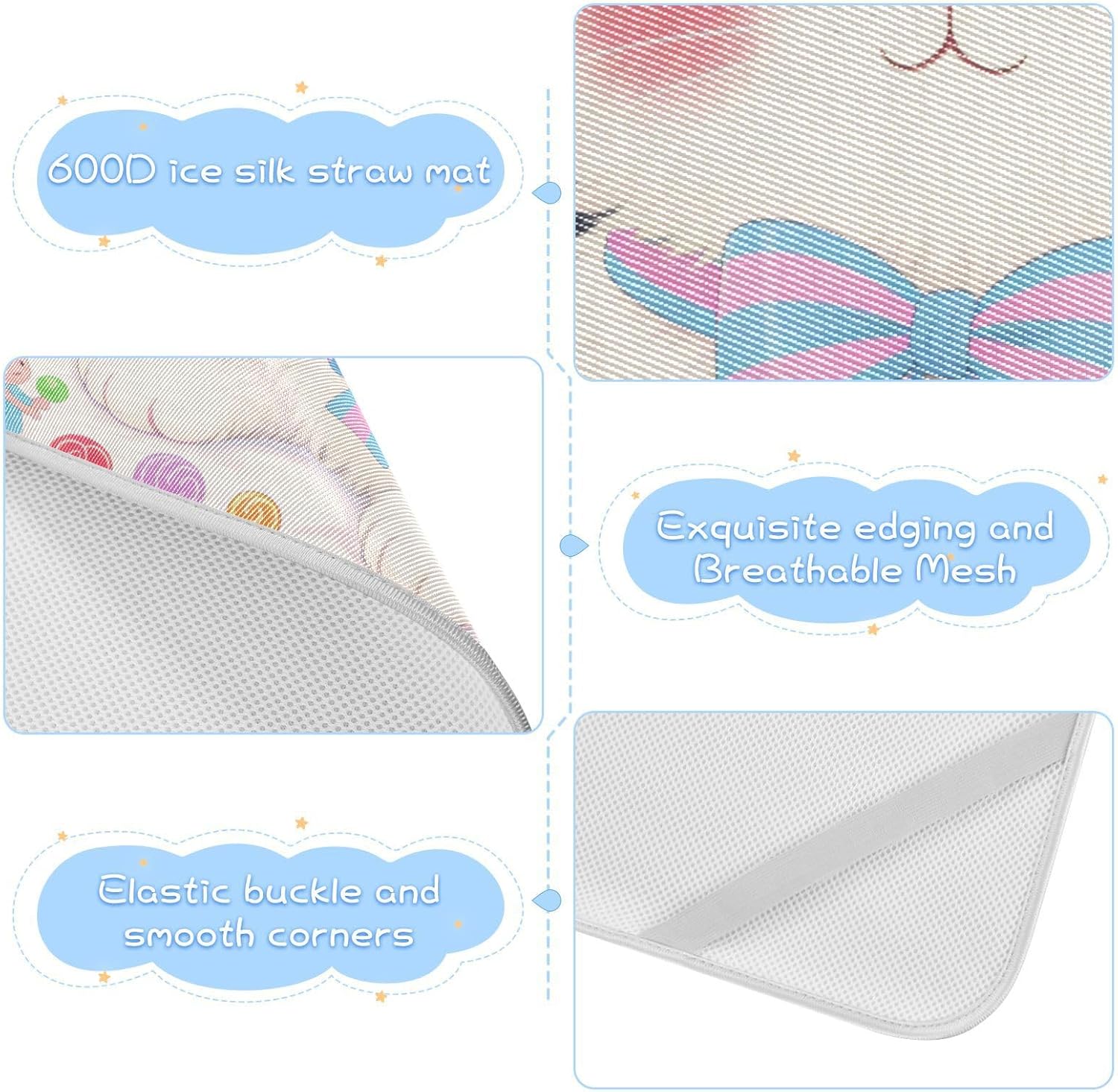 Cartoon Cute Cats Rainbow Cooling Baby Bed Mattress Protector 28" x 52" Breathable Bed Pads for Baby&Toddler