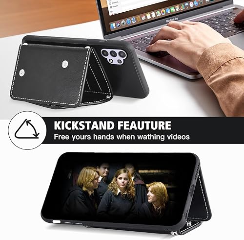 Miniatura 4 de Asuwish Funda de teléfono para Samsung Galaxy A32 5G 2021 de 6.5 pulgadas con protector de pantalla y soporte para tarjeta de crédito, correa