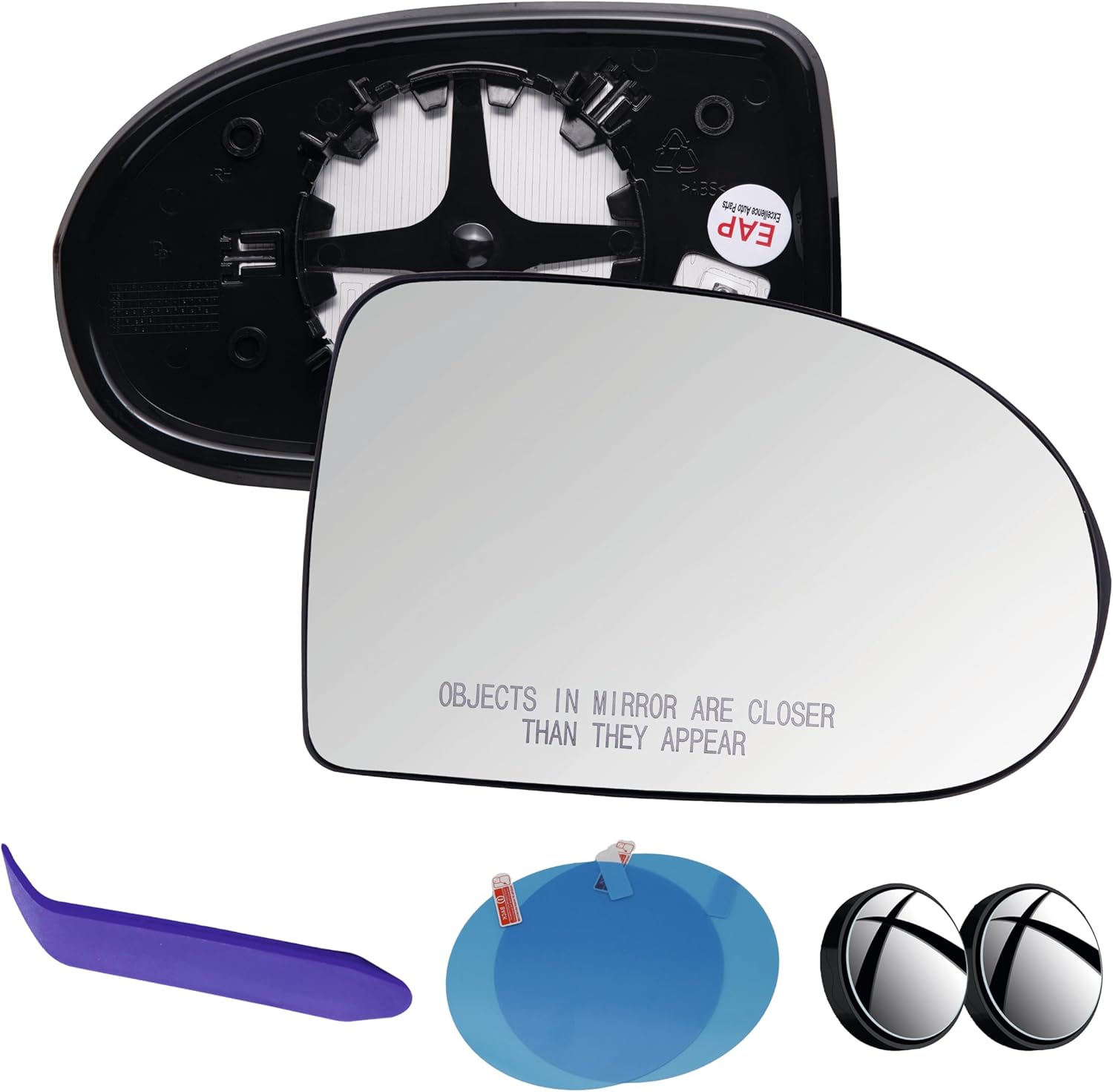 EAP Driver Side Mirror Glass Compatible With Jeep Compass 2007-2016, Heated, 68000019AA 68058797AA